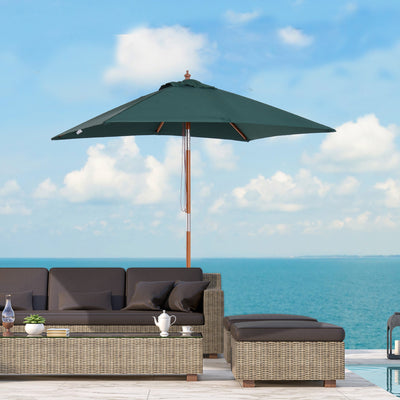 Garden Parasol with Adjustable Tilt for Quick Shade on Patio or Lawn Green Outsunny