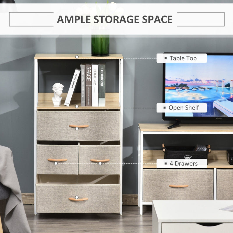 4 Drawer Fabric Bin Cabinet, Storage, Living Room/Bedroom