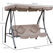 2-in-1 3 Seater Patio Swing Chair Lounger With Cushions Outsunny