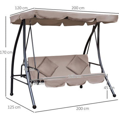 2-in-1 3 Seater Patio Swing Chair Lounger With Cushions Outsunny