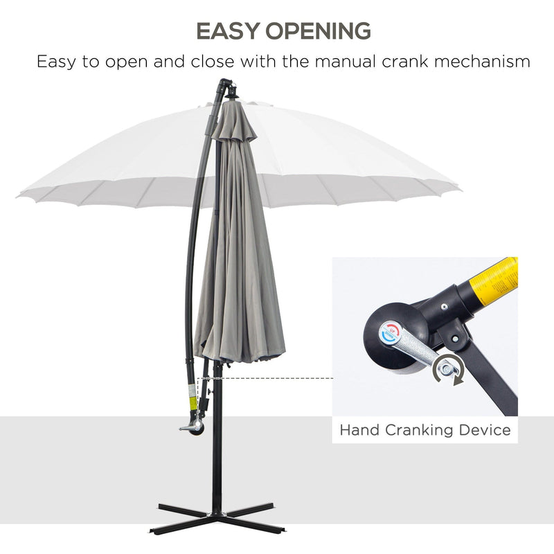 3m Shanghai Cantilever Parasol - Crank Handle, 18 Ribs