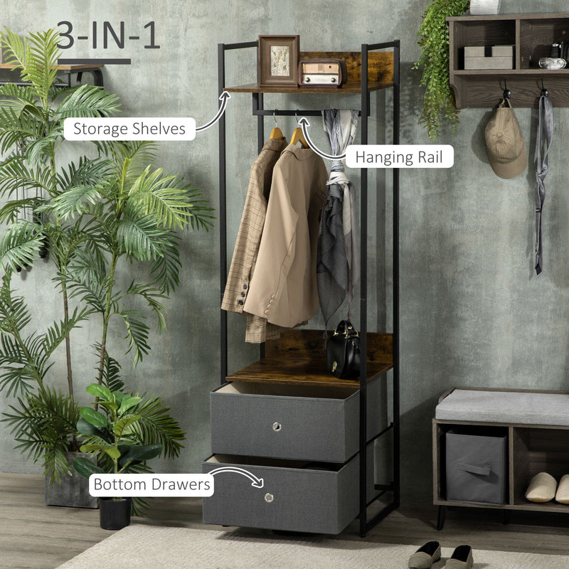 Industrial Open Single Wardrobe With Drawers