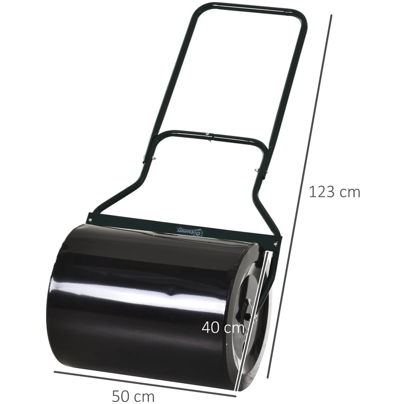 Steel Garden Lawn Roller, Water/Sand Fill - 50cm