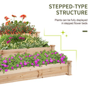3 Tier Raised Wooden Garden Bed, 124x124 cm Outsunny