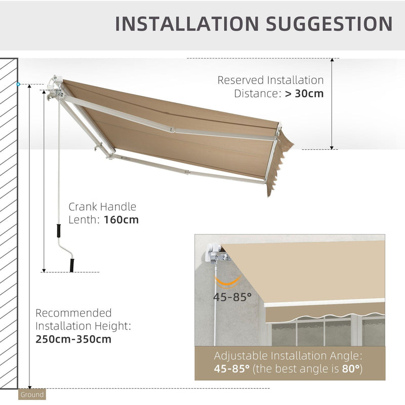 Manual Retractable Awning, 2.5x2 m, White Frame