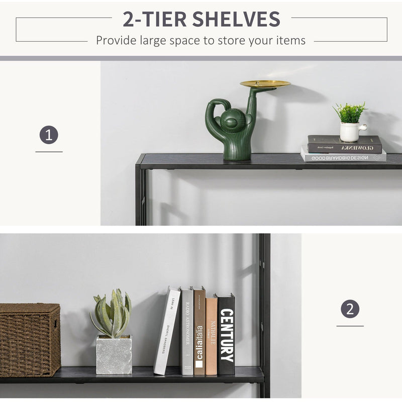 Industrial Console Table With Storage, Grey/Black