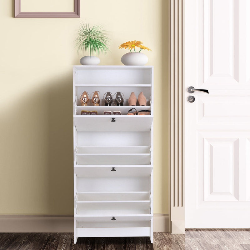 HOMCOM Narrow Shoe Cabinet For Hallway, White