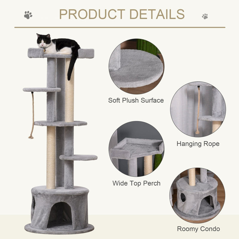 Multi-Level Cat Tower, Scratching Post, Condo, Plush Perches
