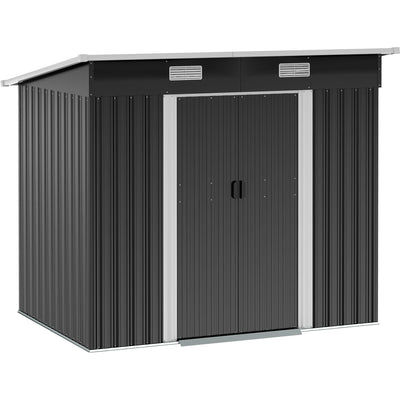 7x4 Metal Garden Shed, Pent Roof Outsunny