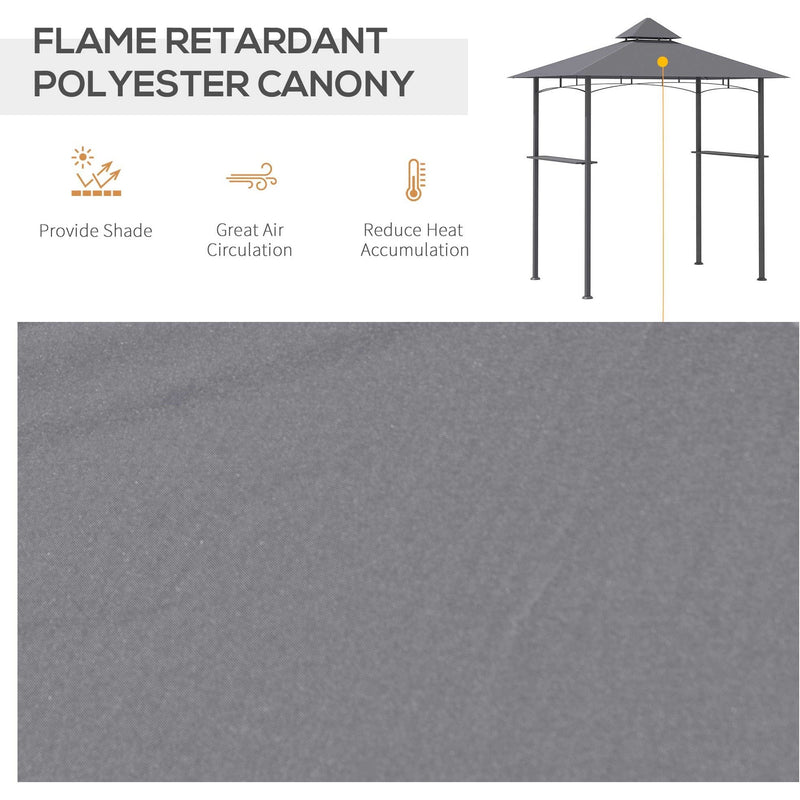 BBQ Gazebo, Double-Tier, Patio Deck Cover, 2.5M (8ft), Grey