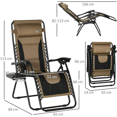 Zero Gravity Chair With Cup Holder and Pillow Outsunny