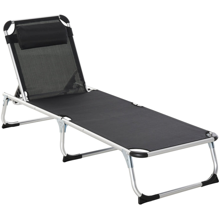 Foldable Sun Lounger, 5-Level Adjustable Back