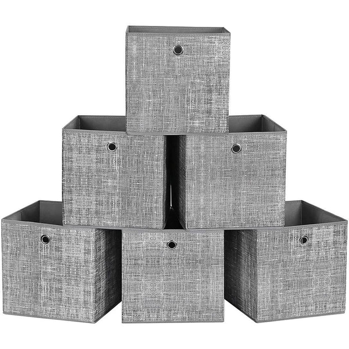Foldable Fabric Storage Cubes, Set of 6, Grey