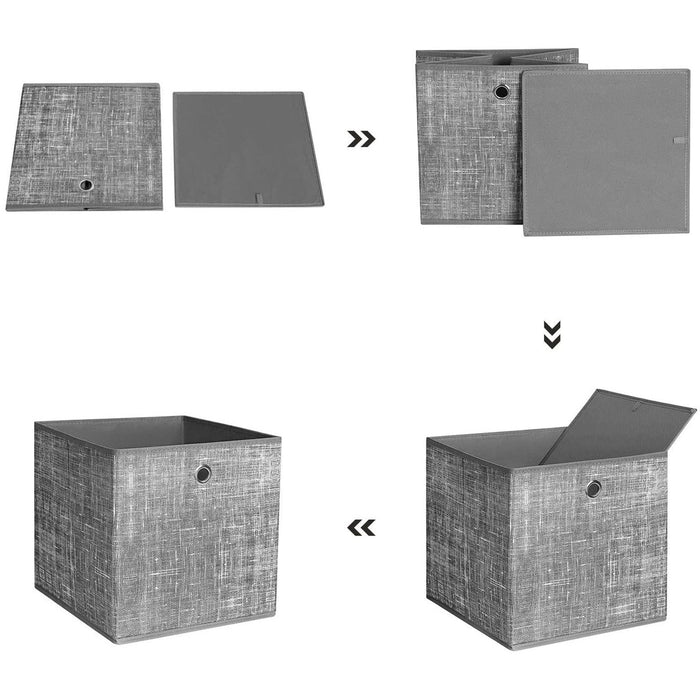Foldable Fabric Storage Cubes, Set of 6, Grey