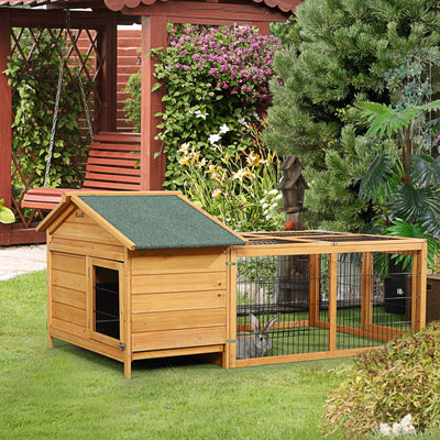 Outdoor Wooden Rabbit Hutch With Detachable Run Pawhut