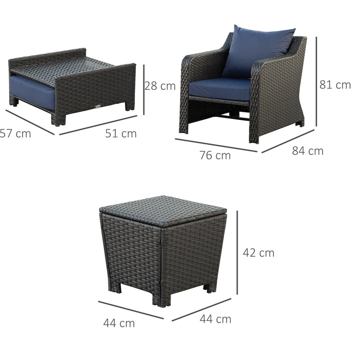 Garden Furniture Loungers with Storage Table & Ottoman