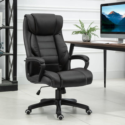 6 Point Vibrating Massage Office Chair, Swivel, Footrest Homcom