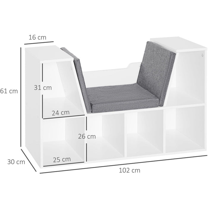 Bookcase With Seat, Storage Unit, 102W x 30D x 61H cm