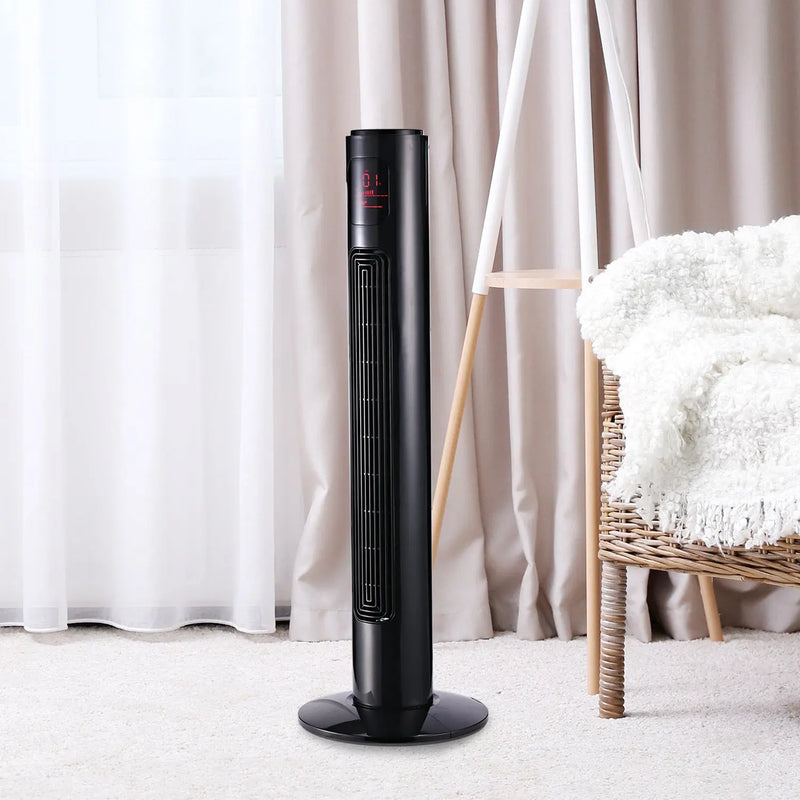 38" Tower Fan with Remote, 3 Speed, 12h Timer, Oscillation Homcom