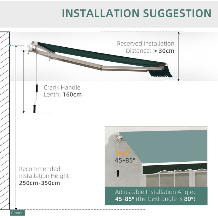 Manual Retractable Garden Patio Awning, 2.5m x 2m