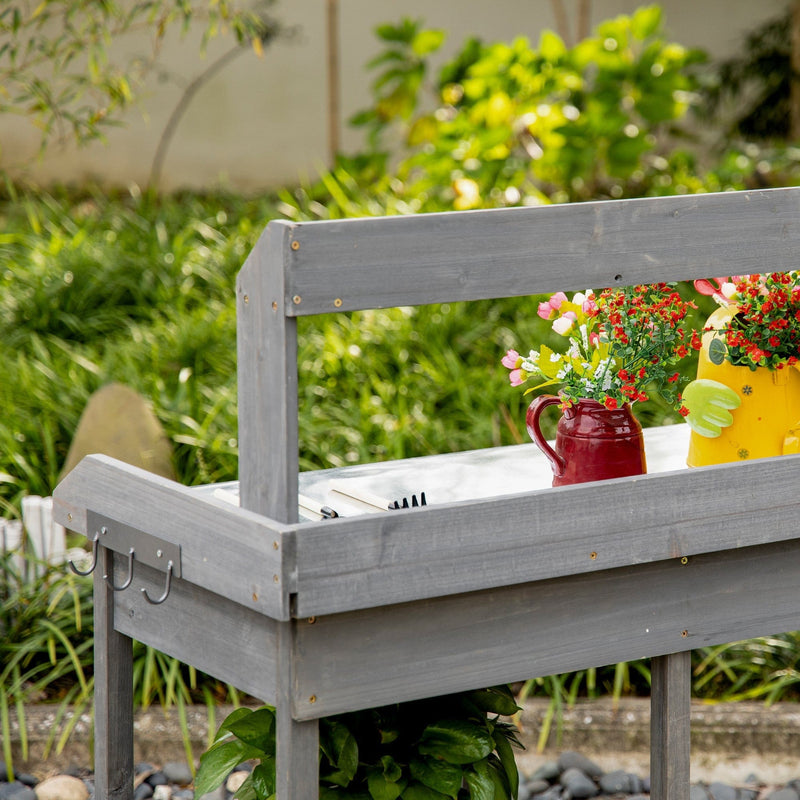 Outdoor Garden Potting Bench With Storage Outsunny