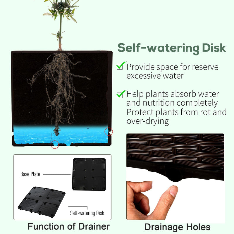 2 Rattan Planters Outdoors, 40x40x44 cm