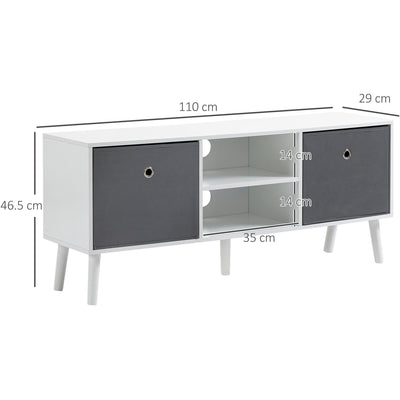TV Stand for 50" TVs, Foldable Drawers, Modern Unit Homcom