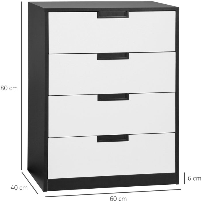 Bedroom Chest With 4 Drawers, White/Black