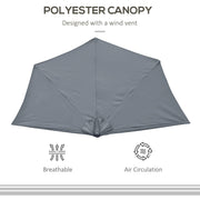 2.7m Half Parasol for Balcony - 5 Steel Ribs Outsunny