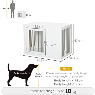 Dog Crate End Table, Double Door, Medium Dogs, White Pawhut
