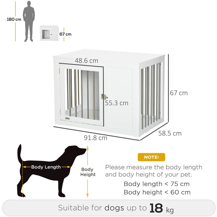 Dog Crate End Table, Double Door, Medium Dogs, White