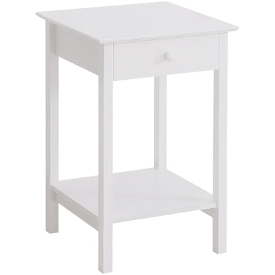 Elegant Bedside Table With Drawer, White Homcom