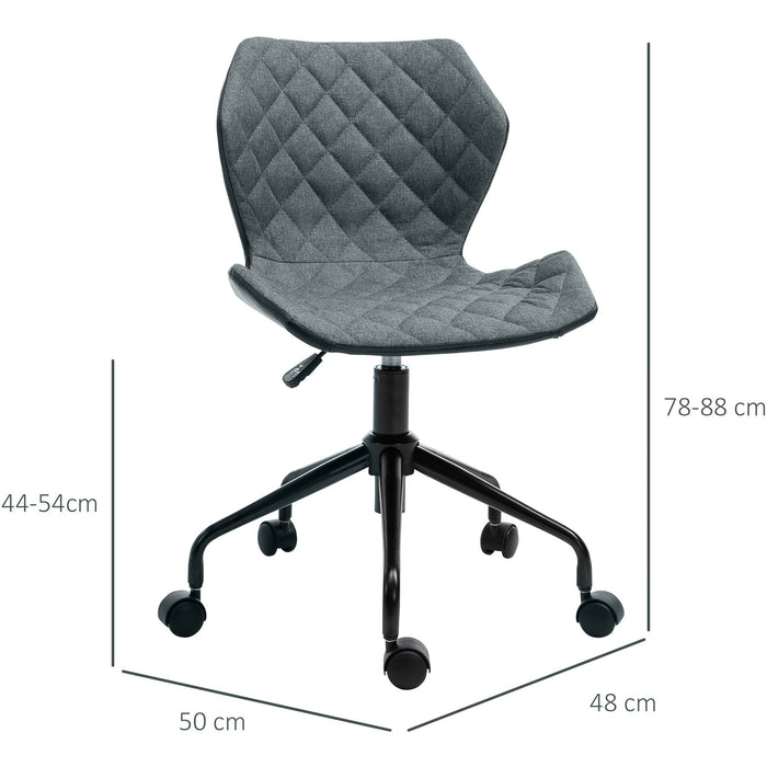 Grey Linen Home Office Swivel Chair with Adjustable Height