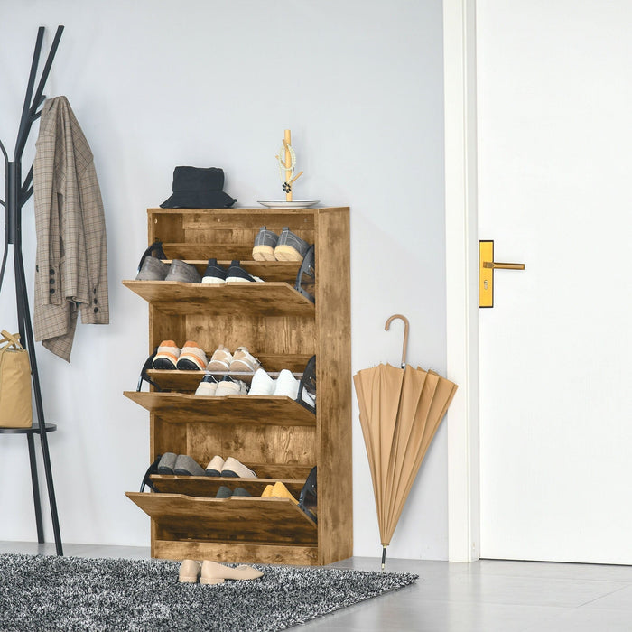 Rustic Shoe Cabinet With Doors, Holds 12-18 Pairs