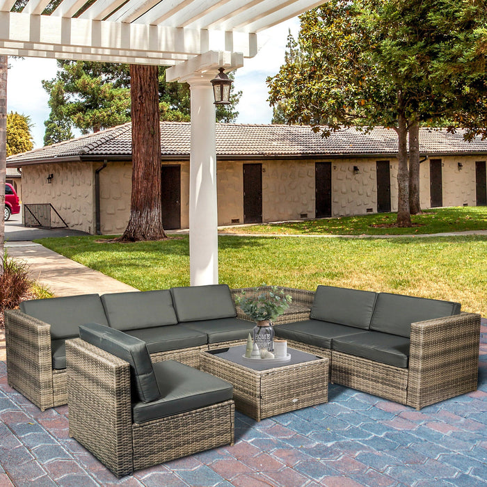 6 Seater Garden Patio Set with Coffee Table