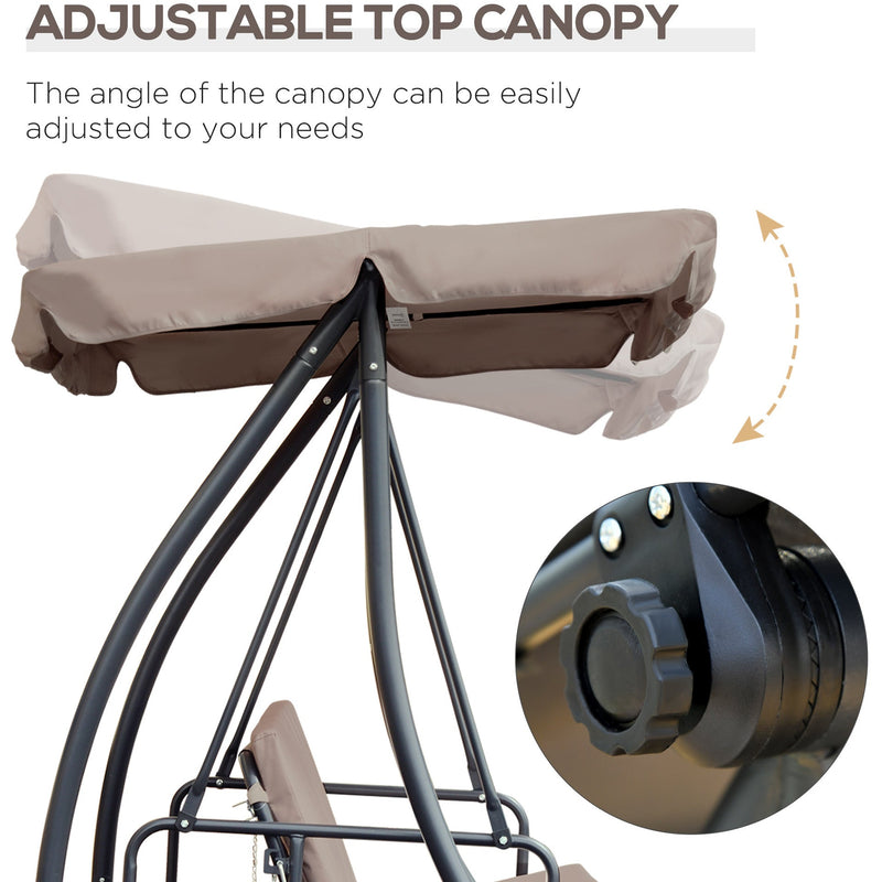 2-in-1 3 Seater Patio Swing Chair Lounger With Cushions Outsunny