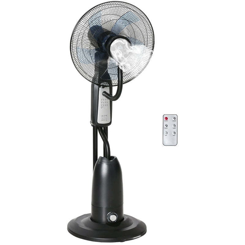 Misting Pedestal Fan, 2.8L Tank, Timer, Remote, Black Homcom
