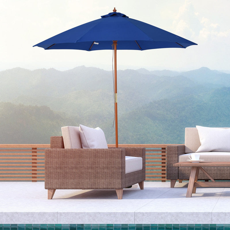 2.5m Wooden Garden Parasol - Top Vent