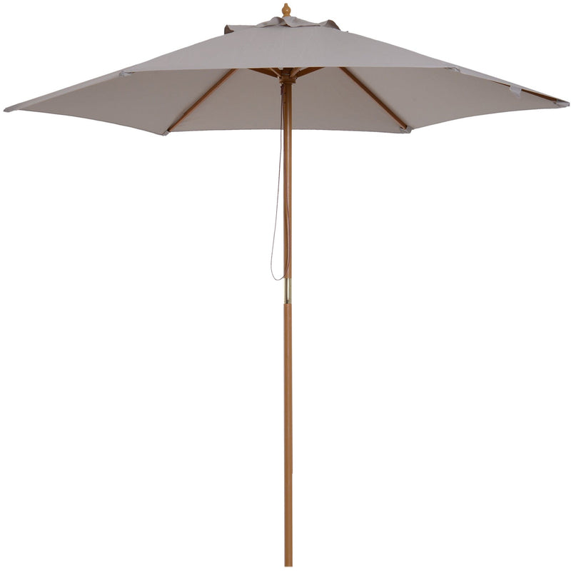 2.5m Wooden Garden Parasol - Sun Shade, Patio Canopy