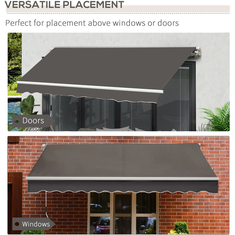 Awning For Patio - Manual Hand Crank 3 x 2m Aluminium Frame