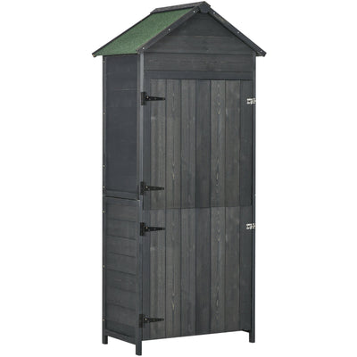 Grey 4-Tier Garden Shed with Double Doors Outsunny