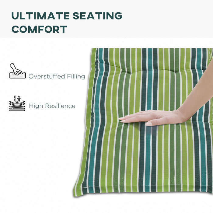 2pc Green Striped Chair Cushion Set