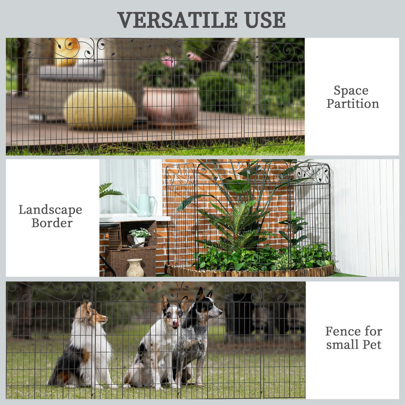 4 x Decorative Fence Panels, Rustproof, Black