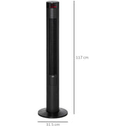 46" Oscillating Tower Fan, 3 Speed, Remote, 12h Timer, Black Homcom