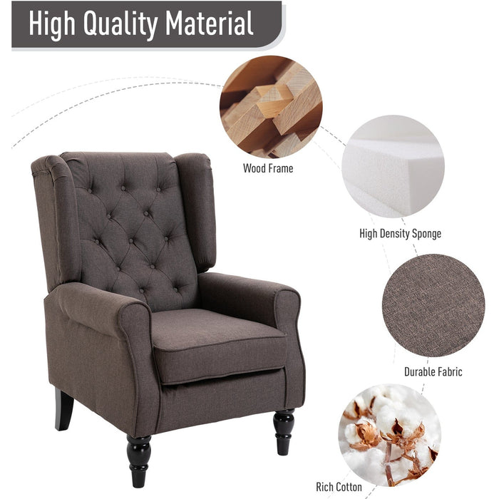 Brown Retro Wingback Accent Chair