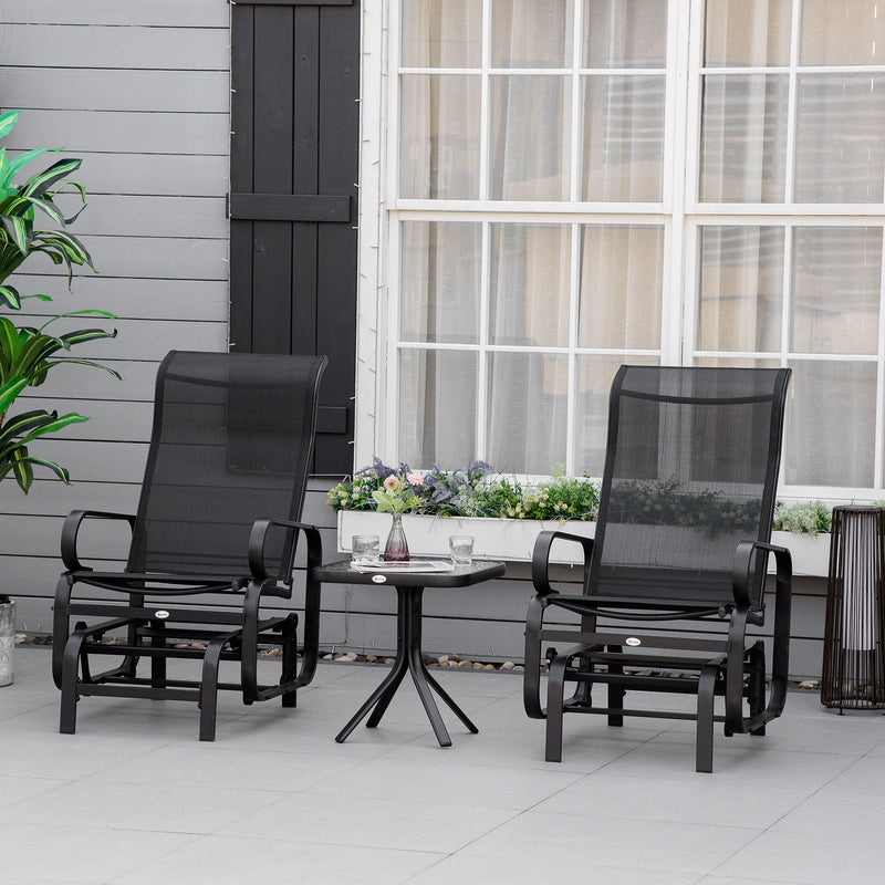 3-PC Outdoor Gliding Rocking Chair Set with Tea Table