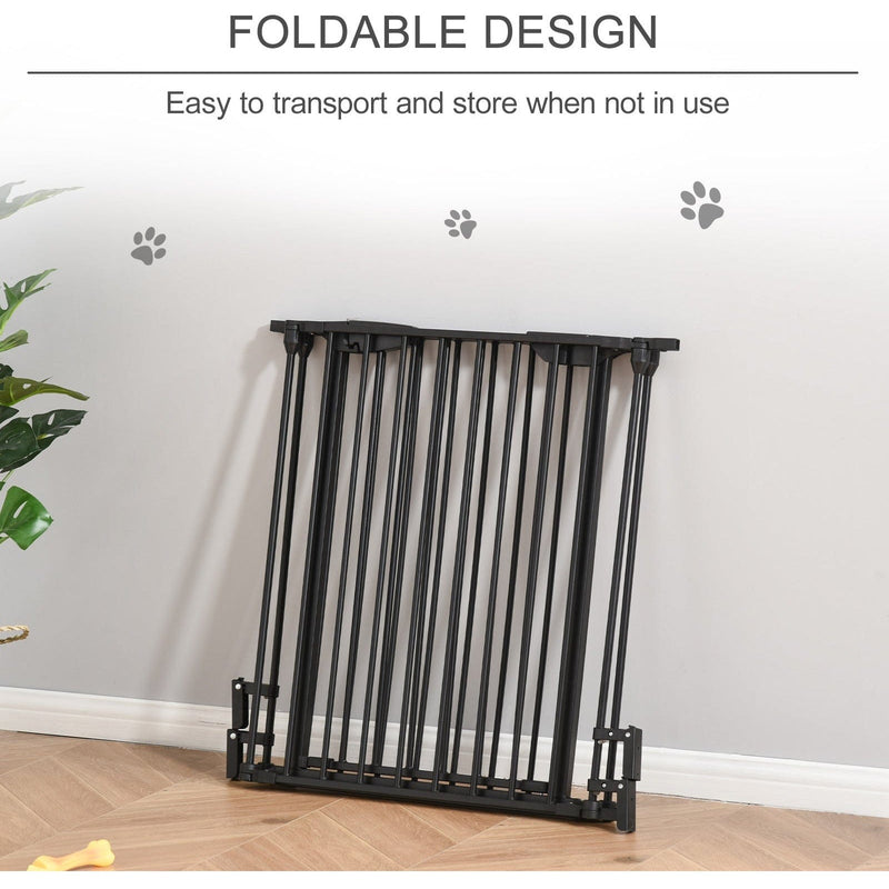 Pet Gate With Door, Pet Playpen, L180 x H74.5 cm, Black