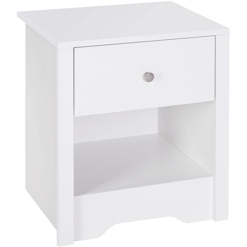 Solid Wood Bedside Table, White