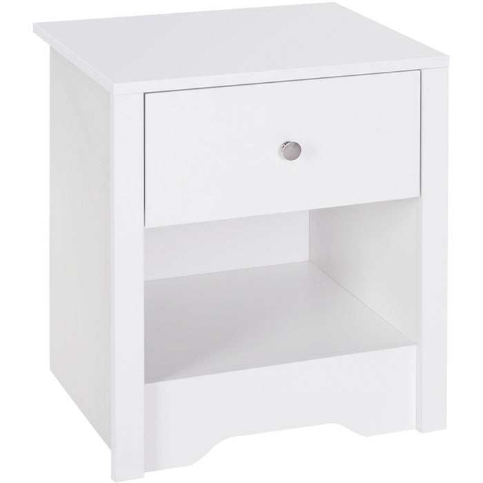 Solid Wood Bedside Table, White