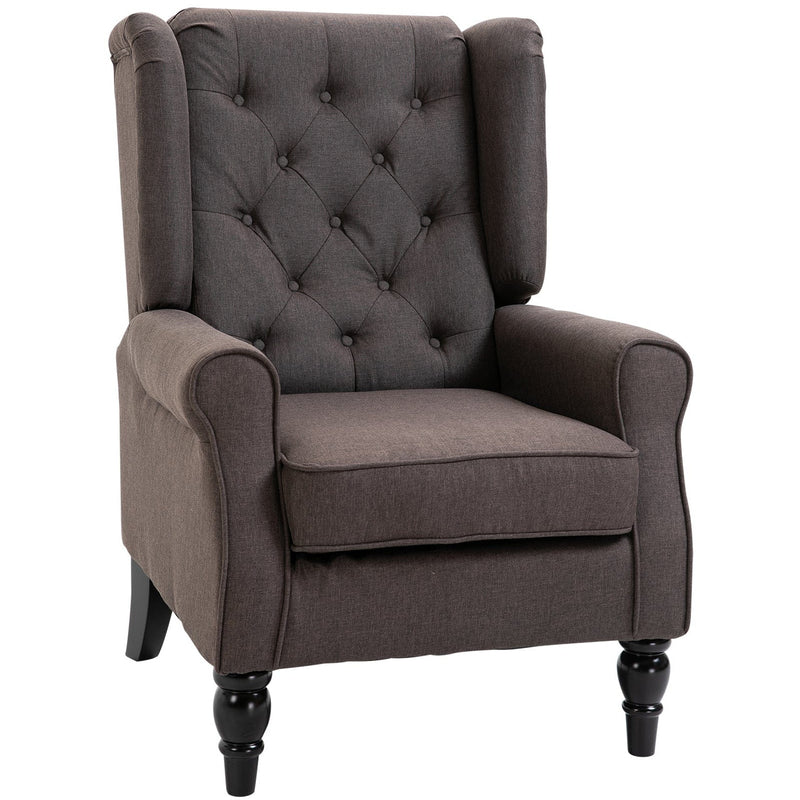 Brown Retro Wingback Accent Chair